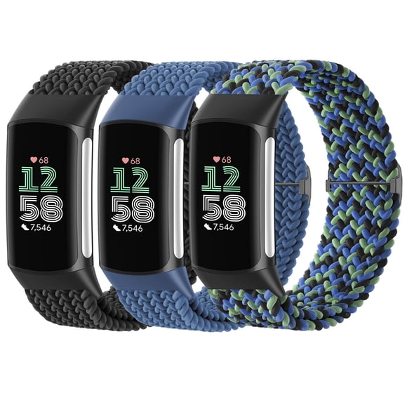 Correas para Reloj Wizvv de Nylon Trenzado Paquete de 3 para Fitbit Charge 5/6