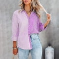 thumbnail image 2 of Cárdigan de manga larga con estampado de rayas en contraste para mujer, camisa de un solo pecho, camiseta de manga larga con solapa/camisa Pompotops  FGAJ21622, 2 of 8