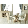 thumbnail image 3 of Benzara Round Dining Table with Glass Top, Stone Wash-Color:Rustic Java Brown, 3 of 4