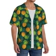 thumbnail image 2 of Fuzoiu Pineapples with Palm Leaves Print Men's Casual Short,Men's Short Sleeve Shirt,Mens Casual Button Down Shirts,Cuban Collar Summer Shirt for Beach, Vacation, and Outdoor Activities-XX-Large, 2 of 5