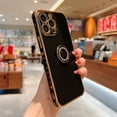 thumbnail image 5 of Dteck Case for iPhone 12 Pro with Ring Holder, Luxury Shiny Electroplated Plating Rose Gold Edge 360° Rotatable Magnetic Stand Cover, Soft Rubber Protective Phone Case for iPhone 12 Pro,Black, 5 of 9