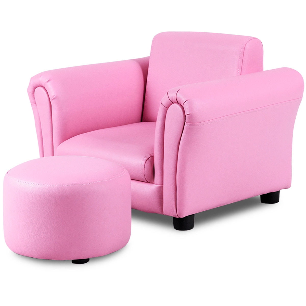 Costway Pink Kids Sofa Armrest Chair Couch Children Toddler Birthday Costway Pink Kids Sofa Armrest Chair Couch Children Toddler Birthday Gift W Ottoman
