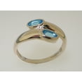 thumbnail image 3 of LBG British Made 925 Sterling Silver Natural Blue Topaz Womens Band Ring - 33 size options, 3 of 7