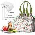 thumbnail image 4 of Pioneer Flower Floral Print Pattern Drawstring Lunch Bag Women - Drawstring Lunch Bag Insulated for Work Office - Stain-Resistant Large Lunchbags for Women with Multi-Pockets, 4 of 6