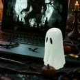 thumbnail image 4 of LAMIRO Halloween Paper Mache Ghost Tabletop Decorations – White Black 4In Indoor Spooky Ghost Resin Figurines for Mantel,Shelf,Party Decor,Home Table Centerpieces Tiered Tray Decorations, 4 of 6