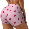 thumbnail image 2 of Sigee Strawberry And Heart Print Women's High Waist Workout Shorts - Squat Proof, Tummy Control, Yoga and Gym Activewear-X-Large, 2 of 9