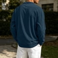 thumbnail image 6 of Daiosportswear Men's Casual Henley Shirts Collarless Roll-Up Long Sleeve Button Down Waffle T Shirt Dark Blue XXL, 6 of 7
