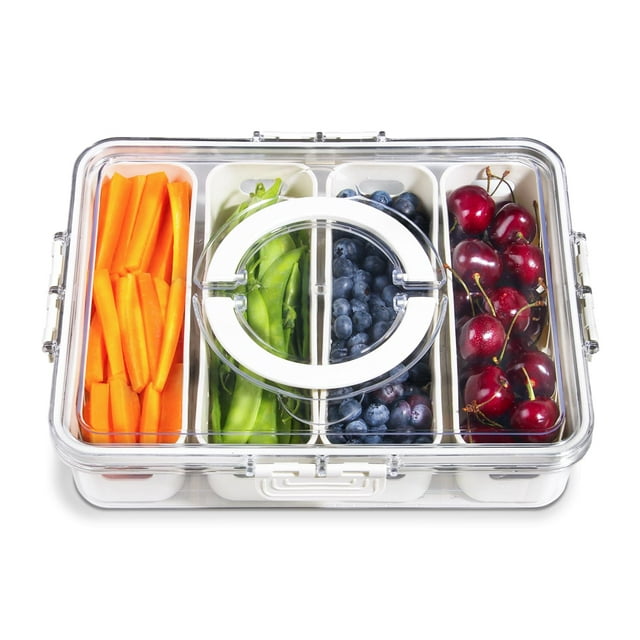 Contenedor portátil de fruta YFUIF para nevera con 4 compartimentos