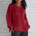 thumbnail image 2 of Yigetop Linen Shirts for Women Linen Shirts for Women 2025 Trendy Long Sleeve Summer Tops Casual Loose Tshirts Basic Tees Women's Linen Shirt Red1 XL, 2 of 5