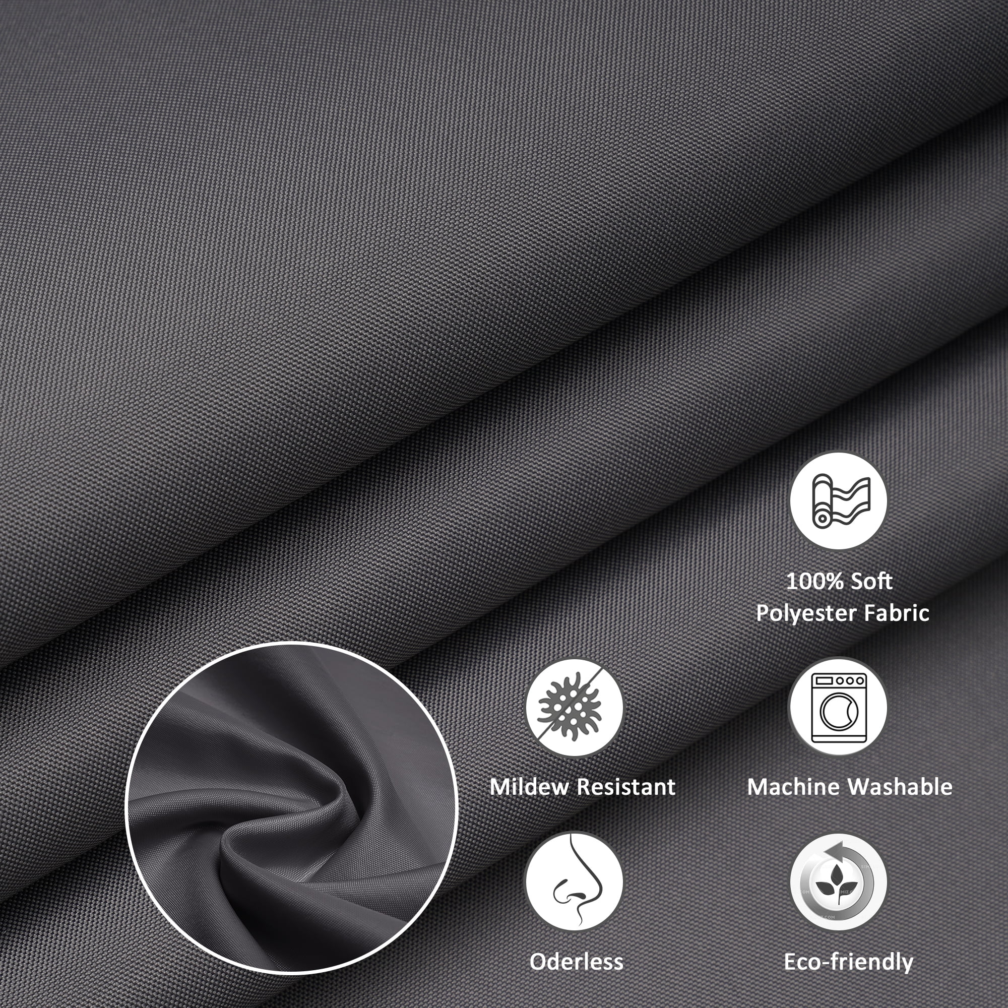 Inosoo Dark Gray Fabric Shower Curtain liner 72"x84" Extra Long Waterproof Cloth Shower Liner with H(图5) Inosoo Dark Gray Fabric Shower Curtain liner 72"x84" Extra Long Waterproof Cloth Shower Liner with H(图5)