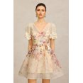 thumbnail image 3 of Vestido Bellabarnetten Xezey con cuello en V y mangas cortas con estampado de flores, 3 of 6