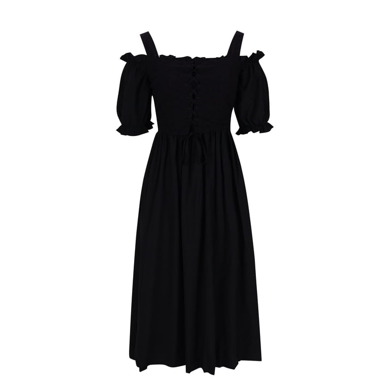 Kaemgyyd Wedding Guest Dresses for Women Cold Shoulder Sleeve Midi Dress  Trendy Tie up Pleated A Line Flowy Dress - Walmart.com