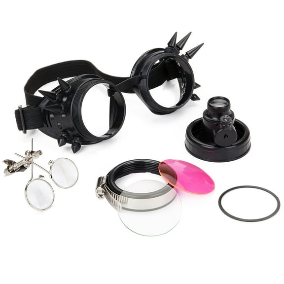 LELINTA Victorian Style SteampuLELINTA Goggles Double Ocular Loupe and Rivet Eyewear Costume Accessory, Black