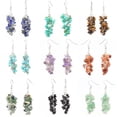 thumbnail image 3 of Xiao Hua Pendientes de piedra natural personalizados, pendientes largos colgantes con borlas de piedra natural irregulares (rojo intenso), 3 of 4