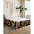 thumbnail image 2 of Leopard Print Wrap Around Bed Skirts for Queen Bed 18" Drop,Bed Skirt with Adjustable Elastic Belt Dust Ruffle Bed Valance for Bedroom Hotel Brown Yellow Retro Animal Fur Pattern Bed Frame Cover, 2 of 7