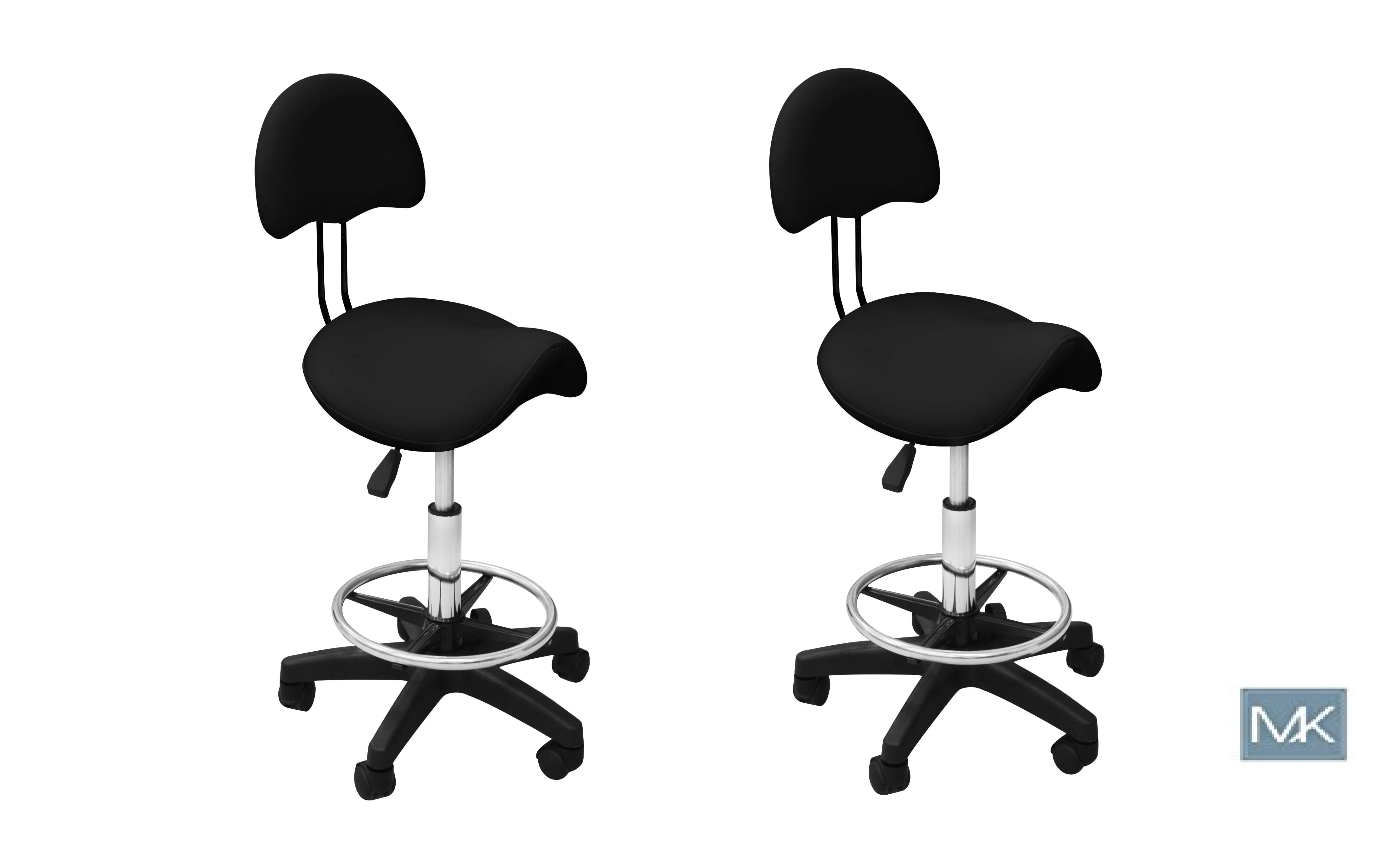 Set of 2 Esthetician Chair Technician Stool KELLY BLACK Saddle Chair