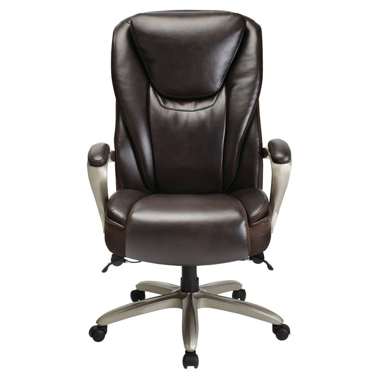 Serta® Smart Layers™ Hensley Big & Tall Ergonomic Bonded Leather High-Back  Chair, Roasted Chestnut/Satin Nickel 