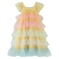 thumbnail image 4 of Girls Dresses Tulle Toddler Fly Sleeve Rainbow Tulle Ruffles Princess Dance Party Clothes Dress Casual Little Girl Dress for 1-2 Years, 4 of 7