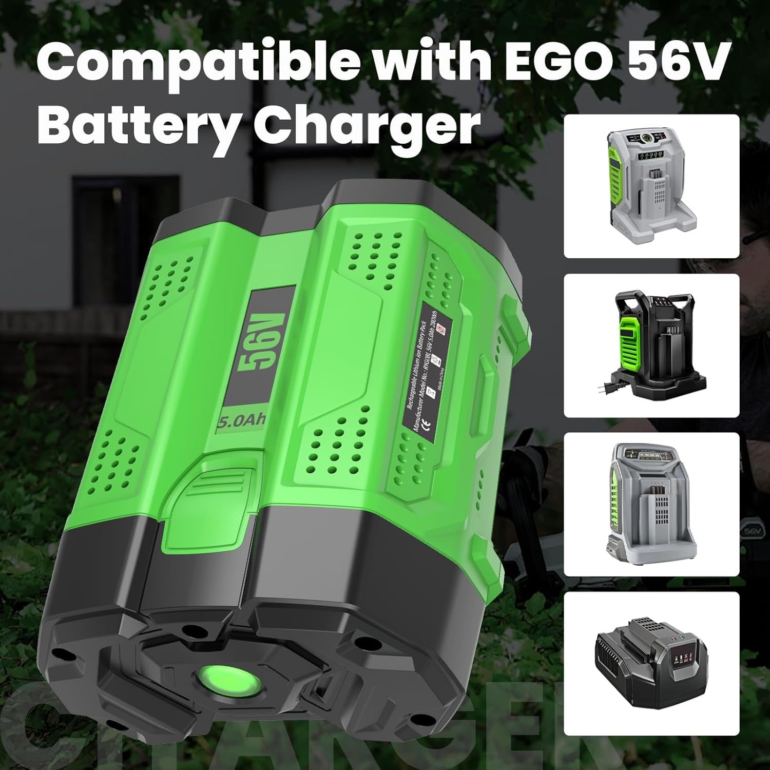 2 Packs 56V 5000mAh Replacement for EGO 56 Volt Lithium Battery 5.0Ah Compatible with 56 Volt Power+ Tools BA2800 BA4200 CS1604 CS1804 CS1403 HT2400 LB6504 LB5804 LB6500 LB4800 PH1400 Power Tools