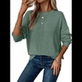 thumbnail image 3 of Suéteres de Mujer de Otoño, Informales, de Larga, Ligeros, de Gran Tamaño, Tipo Pulóver Verde L, 3 of 7