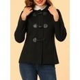 thumbnail image 5 of INSPIRE CHIC Women's Toggle Duffle Coat Zipper Front Solid Cropped Hooded Anorak M Black, 5 of 7