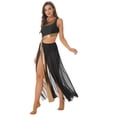 thumbnail image 4 of YEAHDOR Womens Shiny Metallic Lyrical Latin Modern Dance dress Sleeveless Split Mesh Contemporary Dancewear A Black L, 4 of 7