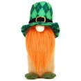 thumbnail image 3 of Fiaya Women St Patrick's Day Gnome Ornament, 1pc Handmade Plush Dolls with Green Plaid Hat, 8x4.8inch Dwarf Elf Figurines for St Patrick's Day Home Party Tabletop Decor (B), 3 of 3