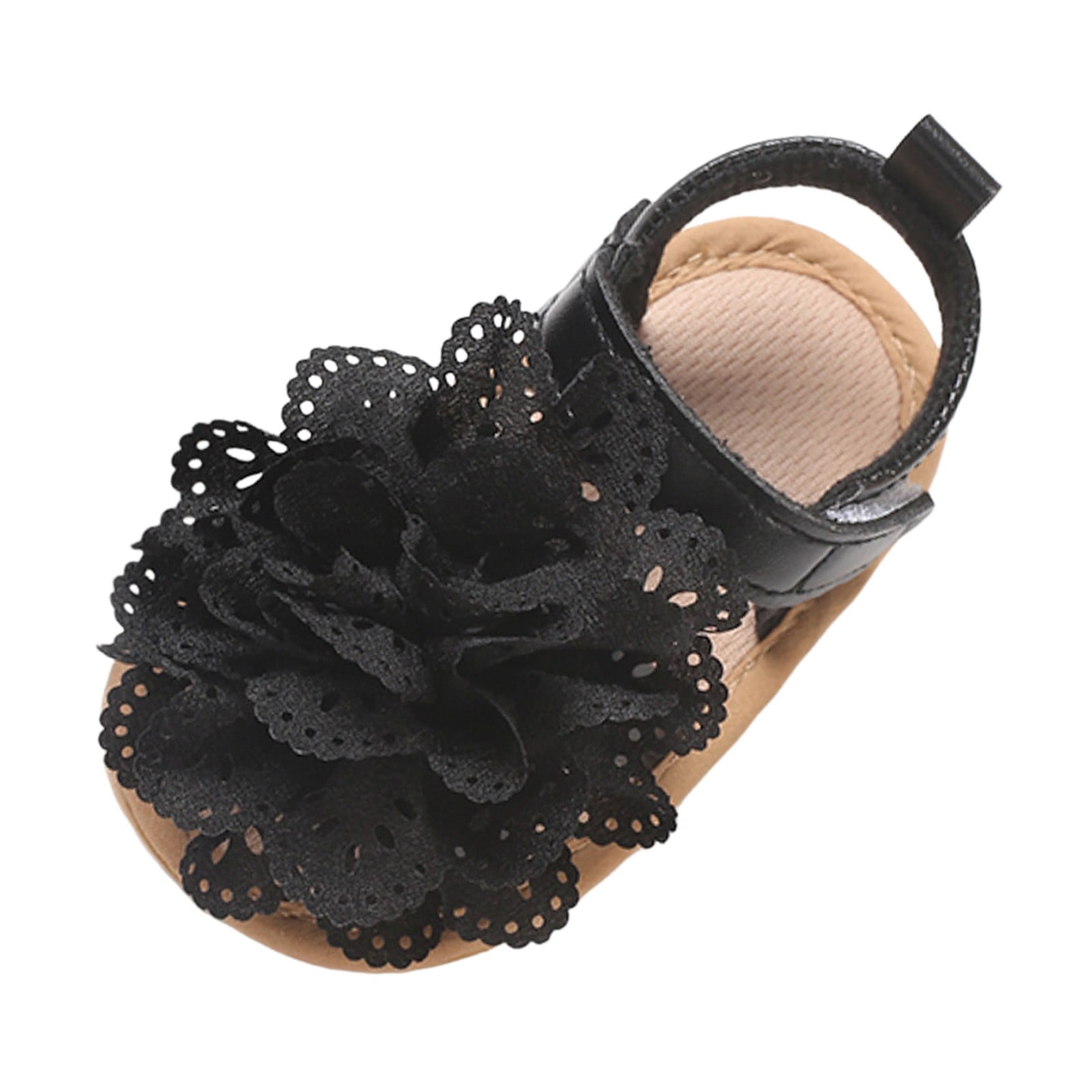 Luvable Friends Baby Boy Crib Shoes, Black Sandal, 12-18 Months