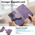 thumbnail image 2 of Wallet Case for Samsung Galaxy S25 Ultra Cash Credit Pocket Card Slots Holder Folio Flip Shockproof Anti-fall Full Coverage Detachable Magnetic Cover [Compatible with Magsafe] Kickstand,Purple, 2 of 9