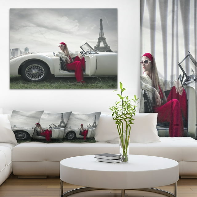 Fashion Woman in Car - Cars Canvas Art Print