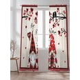 thumbnail image 4 of Semi Sheer Window Curtains 84 Inches Long, Valentine's Day Rod Pocket Silky Chiffon Curtain Treatment Drapes for Kitchen, Living Room, Rustic Red Gnomes Love Birds Trees Plaid 52"x84", 2 Panels, 4 of 9