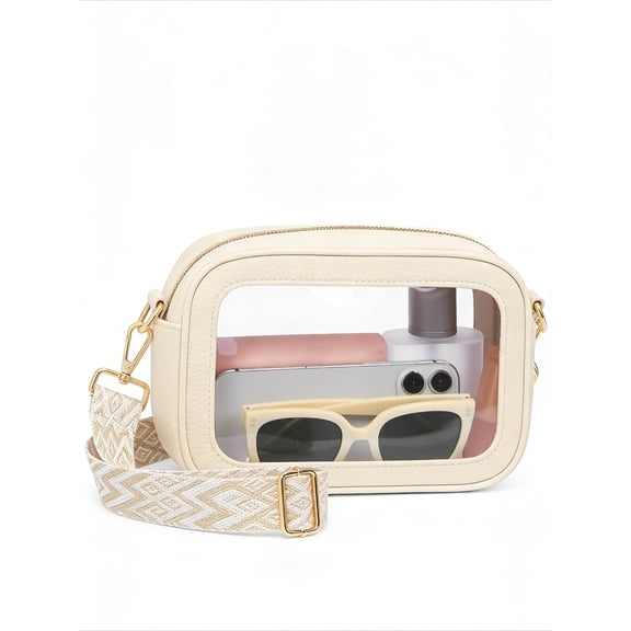 Clear Bag for Stadium Events, Clear Purses for Women with Adjustable Strap, Crossbody Bag for Sports Fans