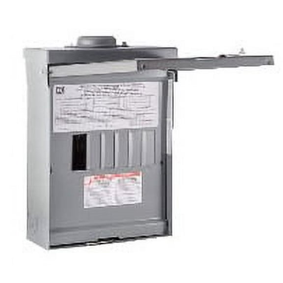 Load Center, HOM, 6 Spaces, 100A, 120/240V AC, Main Lug, 1 Phase