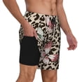 thumbnail image 3 of Haiem Leopard Dots Mens Swim Trunks with Compression Liner 2 in 1 Swimming Shorts Stretch Swimwear Quick Dry,Board Shorts-3X-Large, 3 of 9