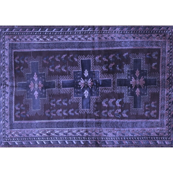 Ahgly Company Indoor Rectangle Persian Blue Traditional Area Rugs, 5' x 7'