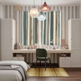 thumbnail image 5 of Boho Teal Stripes Kitchen Curtains 63 Inch Length, Bohemian Vertical Striped Geometric Grommet Top Bedroom Living Room Curtains, Light Filtering Cafe Curtain Drapes 2 Panels Set 84''x63'', 5 of 9