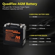 Motobatt MBTX12UHD 12V, 14Ah - QuadFlex 4 Terminal Non-Spillable AGM Battery, 210 CCA