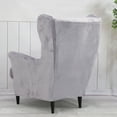 thumbnail image 5 of Rosnek Velvet Wing Back Slipcover Stretch Wingback Armchair Chair Polyester Cover Protector with Elastic Bottom for Living Room Bedroom Hotel, 5 of 7