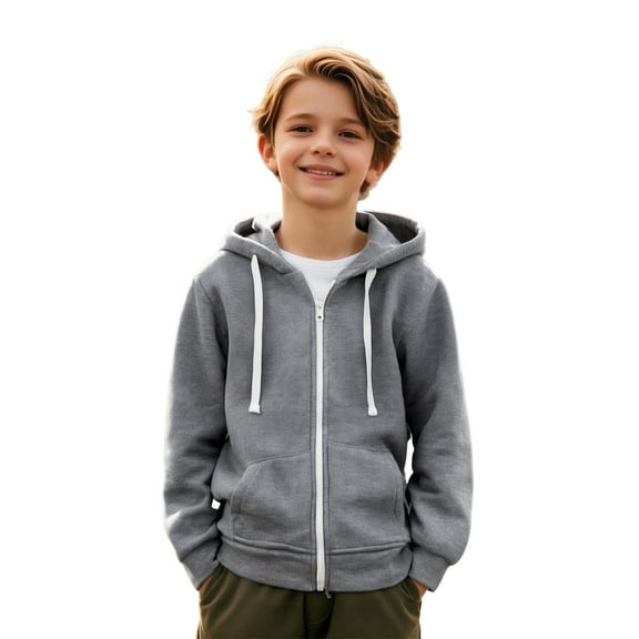 Hoodies Boys Grey Full Zipper Hooded Lightweight Long Sleeve Hoodies Winter Clothes Boys 4-5 Years Clothes Boys Girls Fashion