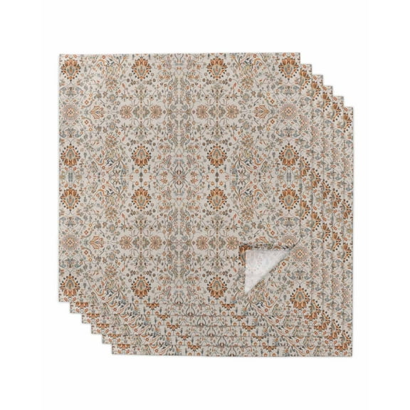 Vintage Boho Cloth Napkins Washable Set of 6, Retro Southwestern Ethnic Mexican Floral Reusable Dinner Table Napkins Cloth Bulk for Weddings Kitchen Restaurants Hotel Events Parties 20 x 20 Inch