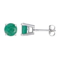 thumbnail image 3 of Vir Jewels 1/2 CTTW Emerald Stud Earrings 14K White Gold Round with Push Backs May Birthstone Female, 3 of 6