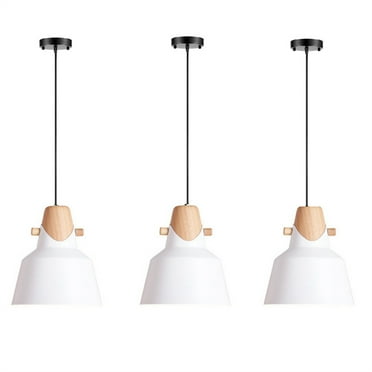 JLOWCO Set of 3 Single Pendant Lights Kitchen Island,farmhouse 3 Light Pendant Over Sink Lighting Fixtures Kitchen,White Hanging Ceiling Light for Living Room (LED Bulb Include)