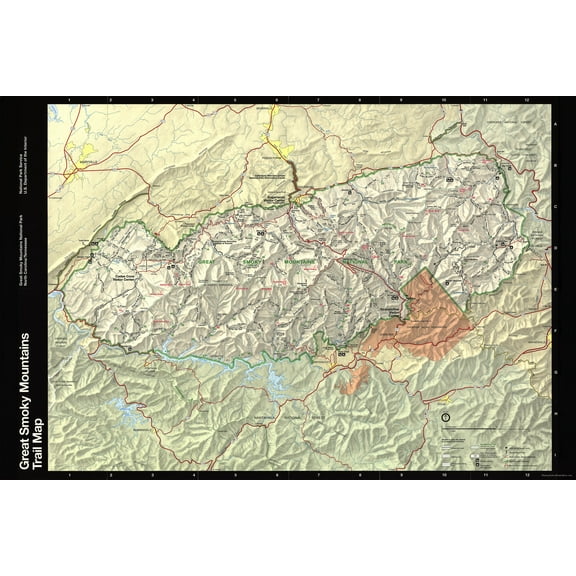 24"x36" Gallery Poster, map of Great Smoky Mountains National Park 1997