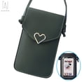 thumbnail image 2 of Gustave Cell Phone Bag PU Leather Crossbody Smartphone Purse for Women, Touch Screen Phone Pouch Holder Shoulder Bag Fit for iPhone 12 11 X Samsung Galaxy Models below 6.5" (Green), 2 of 8