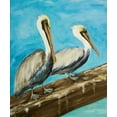 thumbnail image 2 of DeRice, Julie 26x30 Gold Ornate Wood Framed with Double Matting Museum Art Print Titled - Two Pelicans on Dock Rail, 2 of 4