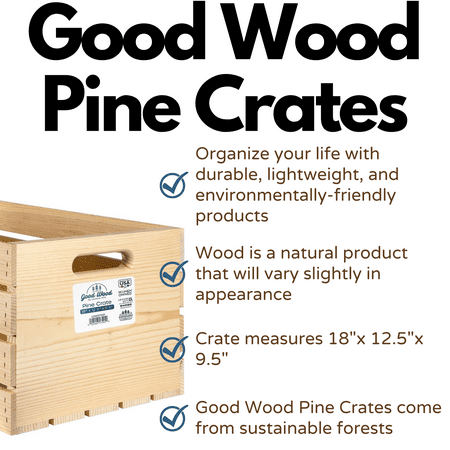 Good Wood by Leisure Arts Wooden Crate, wood crate unfinished, wood crates for display, wood crates for storage, wooden crates unfinished, 18" x 12.5" x 9.5"