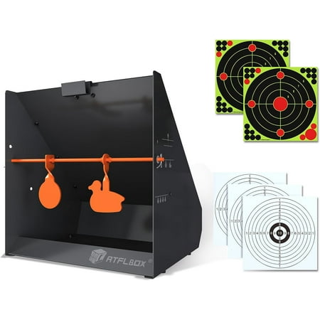 Pellet Trap With 12 x12 Splatter Bullseye Paper Targets and Spinning Shooting Targets for .177 .22 Caliber Air Gun Airsoft BB Gun Rifle