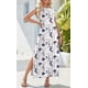 thumbnail image 4 of Vestido largo Zeagoo con estampado floral y cuello redondo azul dividido para mujer, 4 of 7