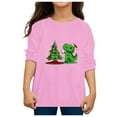 thumbnail image 4 of Curuila Toddler Boys Girls Tops Long Sleeve Christmas Cartoon Dinosaur Prints Crew Neck Autumn T Shirt Pink Size 4-5 Years, 4 of 4