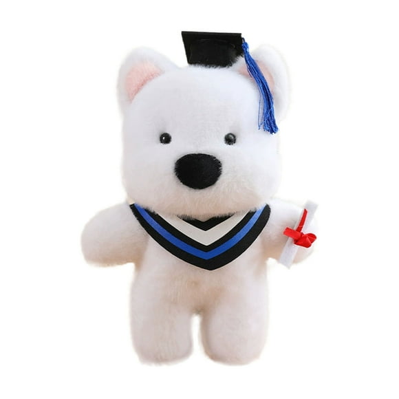 Graduation Season Cartoon Doctor Puppy Toy Wearing Academic Cap Adorable Soft Stuffed Animal Doll For Celebration